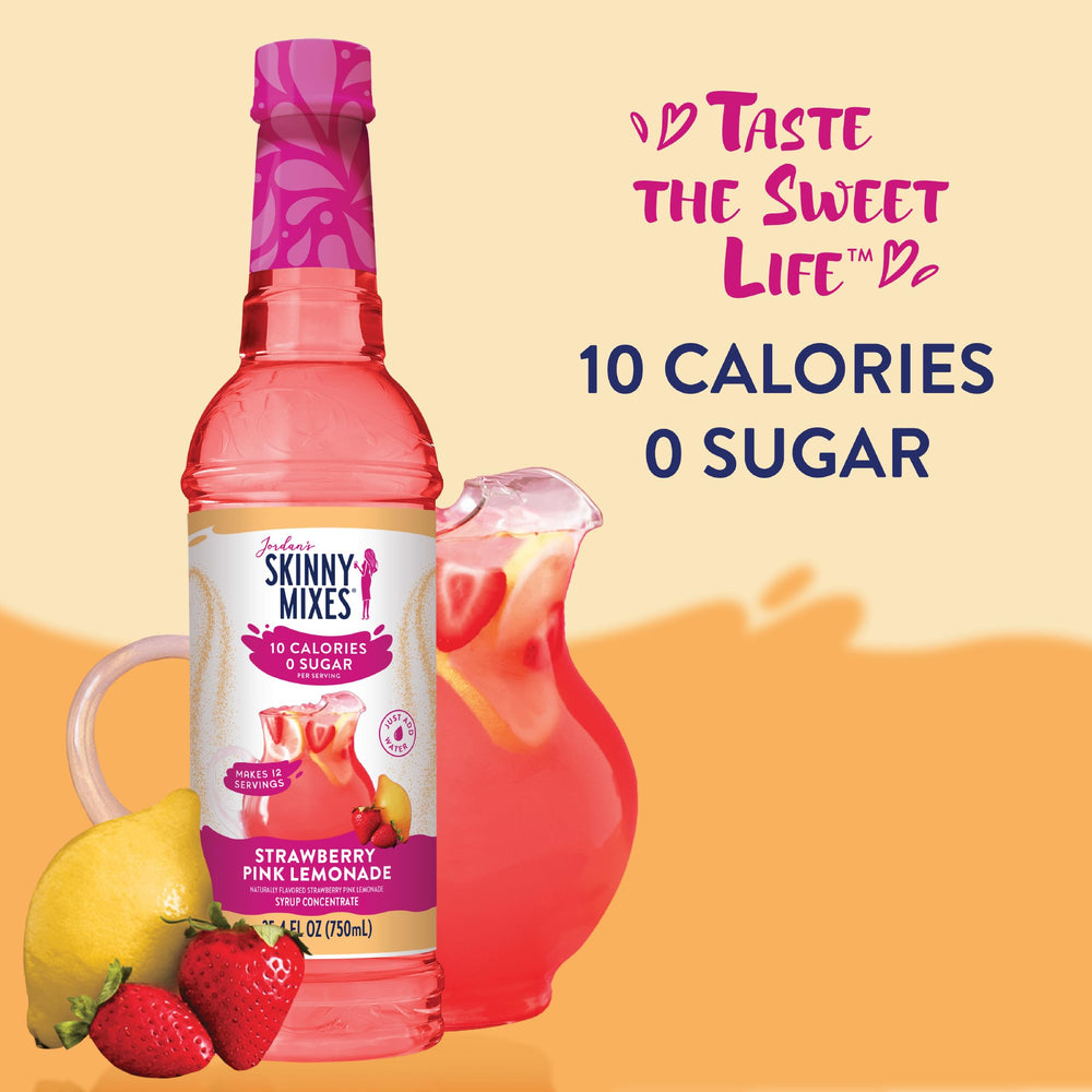 Jordan's Skinny Mixes bottle label shown for convenient at-home flavoring