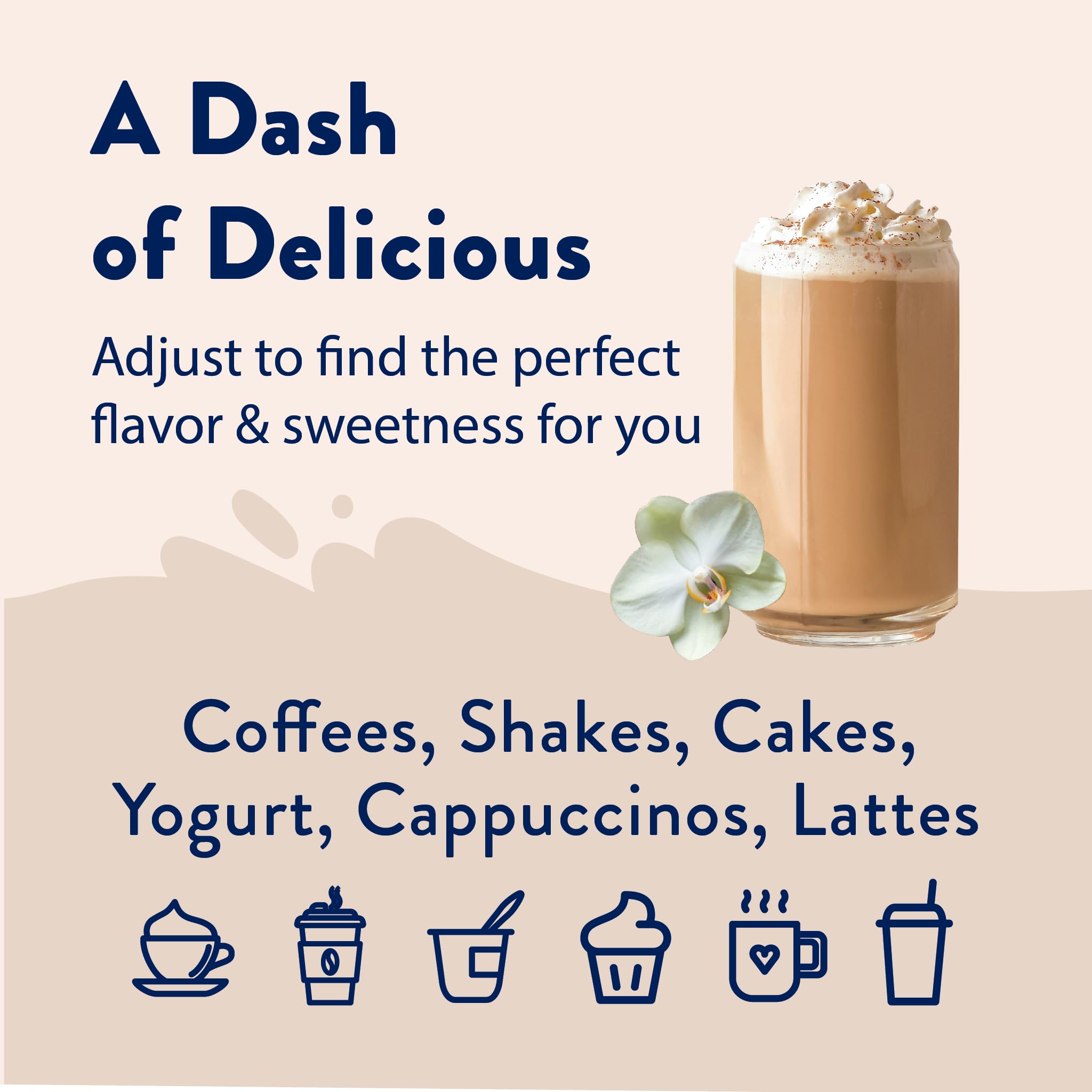 Jordan's Skinny Mixes French Vanilla sugar-free syrup bottle drizzled on desserts for cafe-style finish