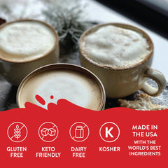 Jordan's Skinny Mixes Toasted Marshmallow syrup swirl in coffee—cozy aroma and holiday vibe