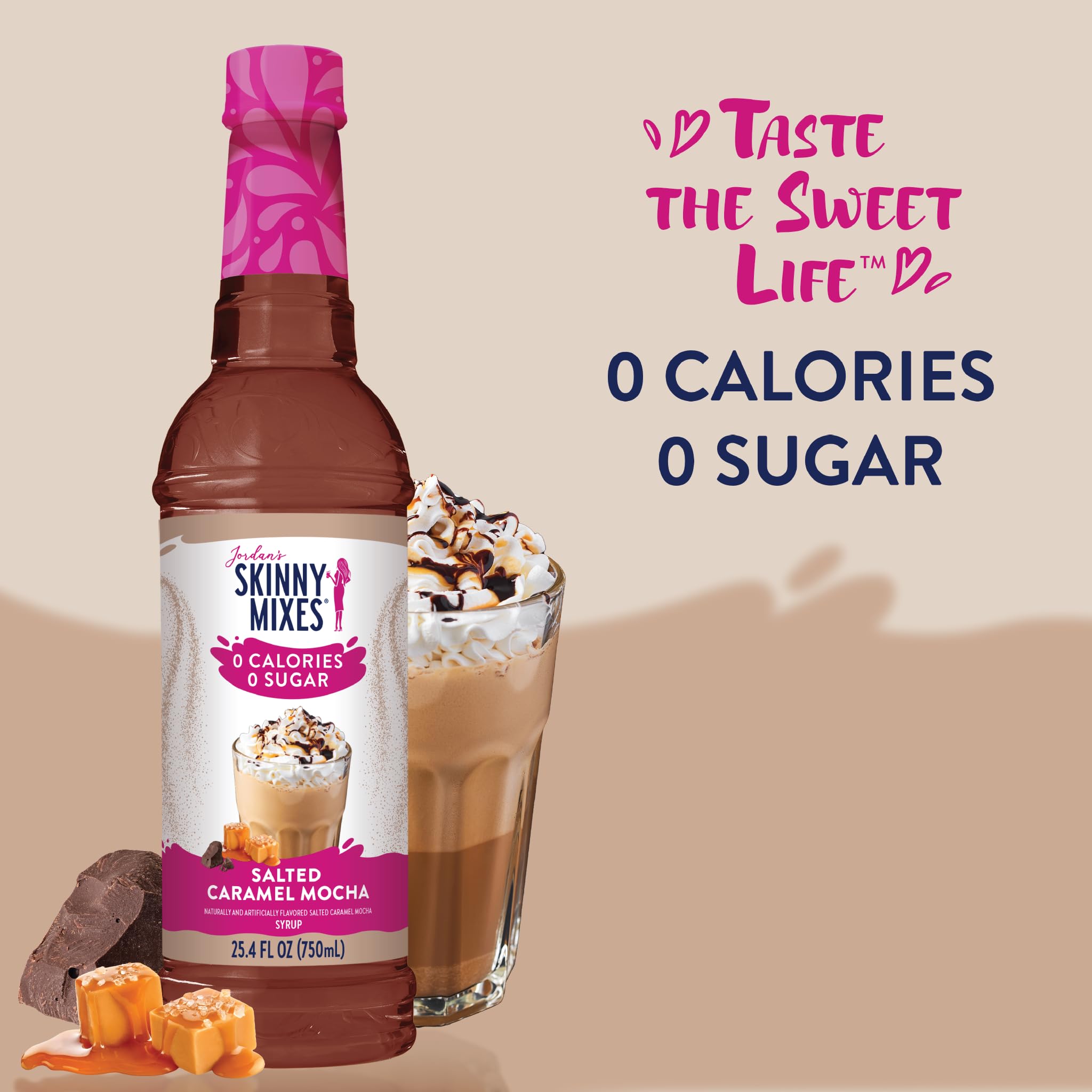 Jordan's Skinny Mixes sugar-free syrup dispensing pump in use.