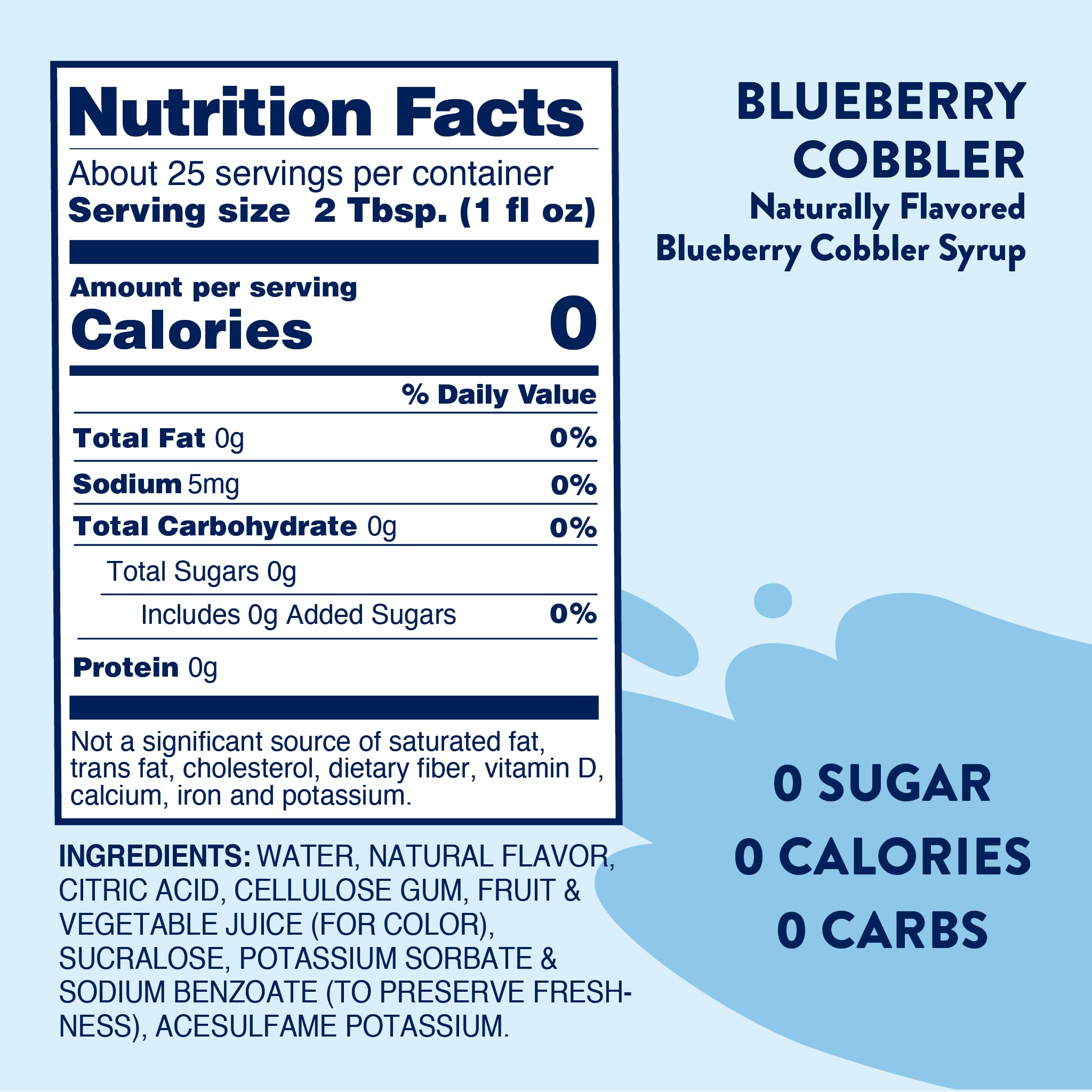 Jordan's Skinny Mixes sugar-free syrup label closeup highlights zero calories and keto-friendly sweetness