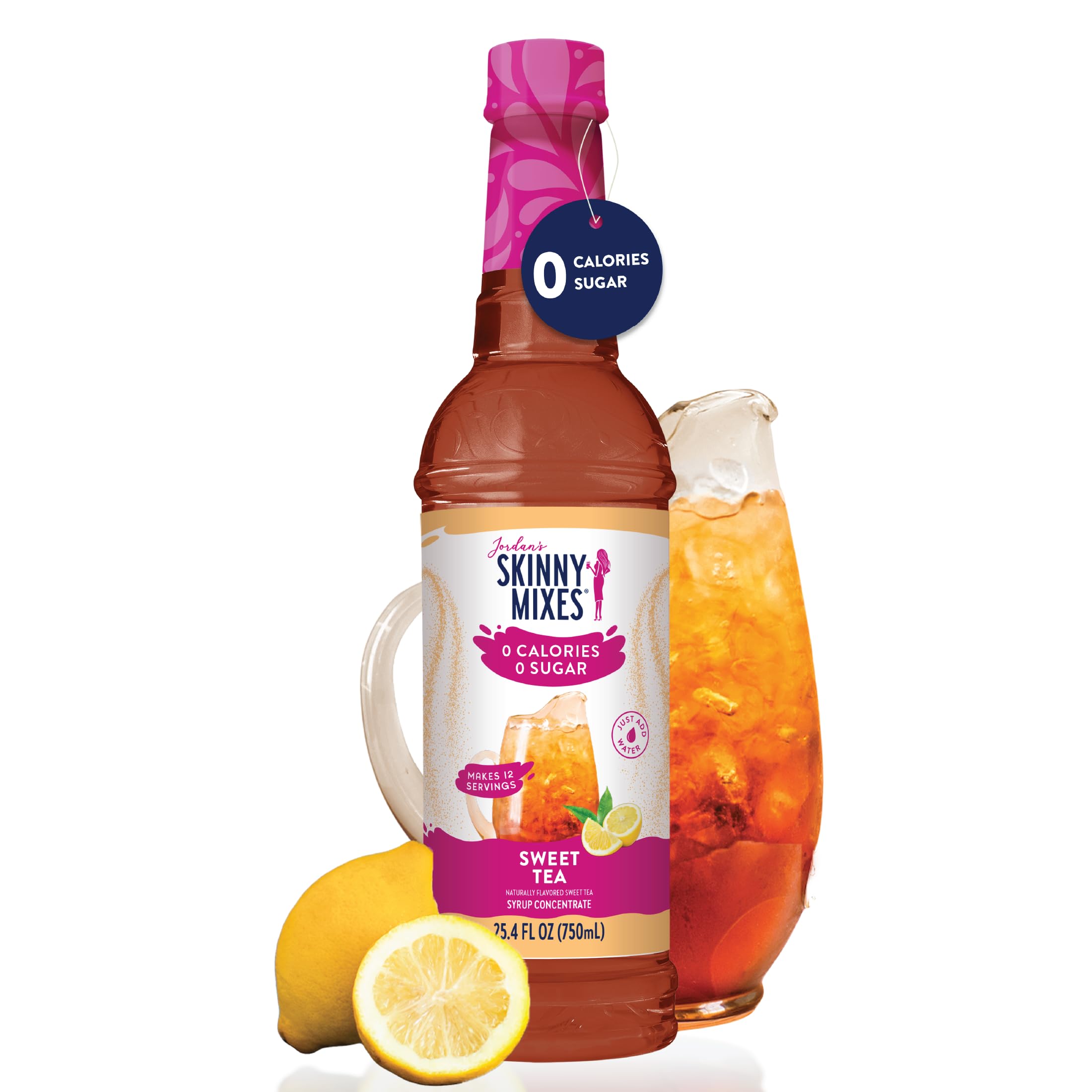 Jordan’s Skinny Mixes sugar free syrup lemonade glass with lemon slice for bright refreshment