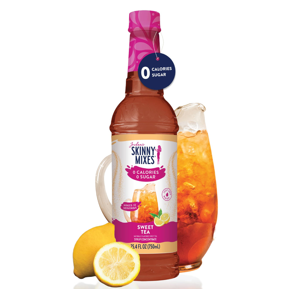 Jordan’s Skinny Mixes sugar free syrup lemonade glass with lemon slice for bright refreshment