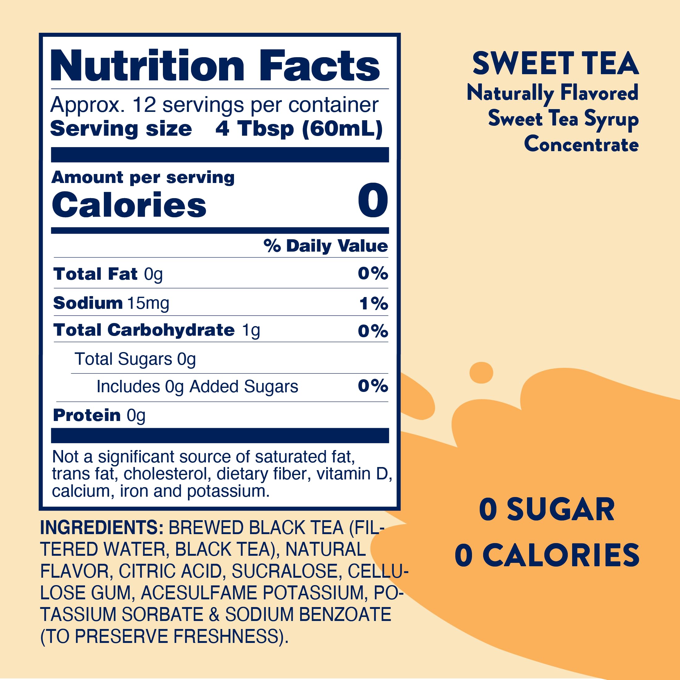 Jordan’s Skinny Mixes sugar free syrup sweet tea glass with ice for refreshing taste