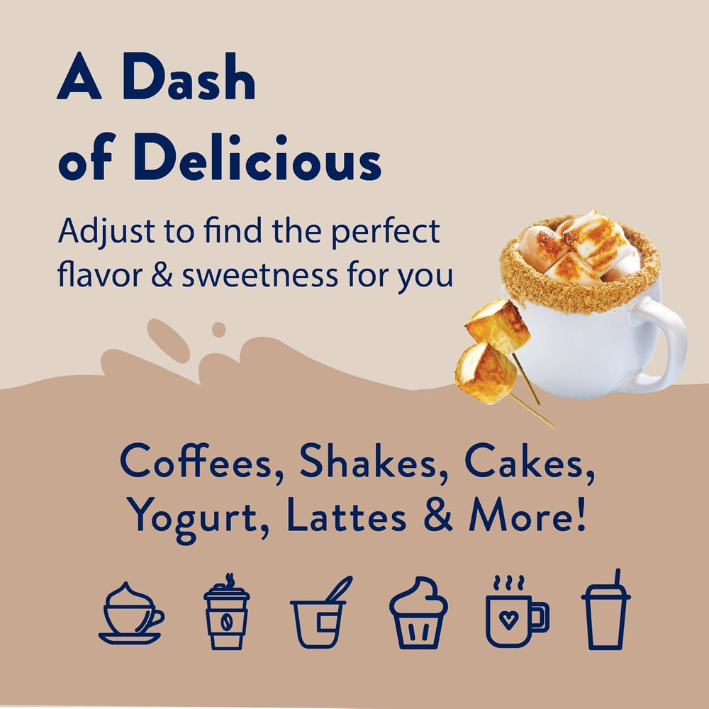 Jordan’s Skinny Mixes toasted marshmallow syrup in a mocktail glass for sugar-free flavor