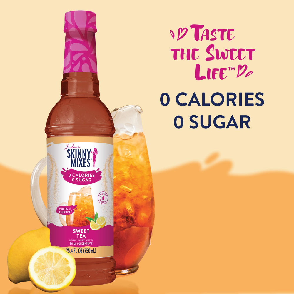 Jordan’s Skinny Mixes sugar free syrup watermelon bottle on counter for quick flavoring