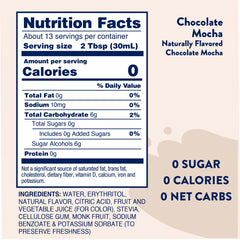 Jordan's Skinny Mixes Chocolate Mocha syrup swirl in latte for sugar-free flavor enhancement