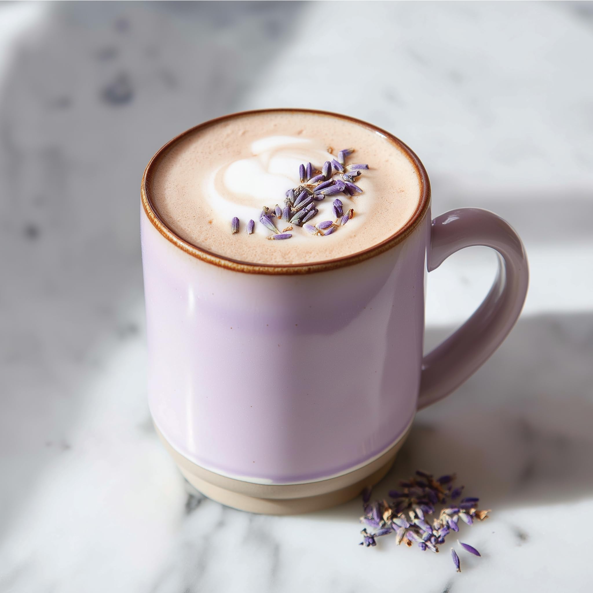 Tea with lavender syrup for delicate floral twist.