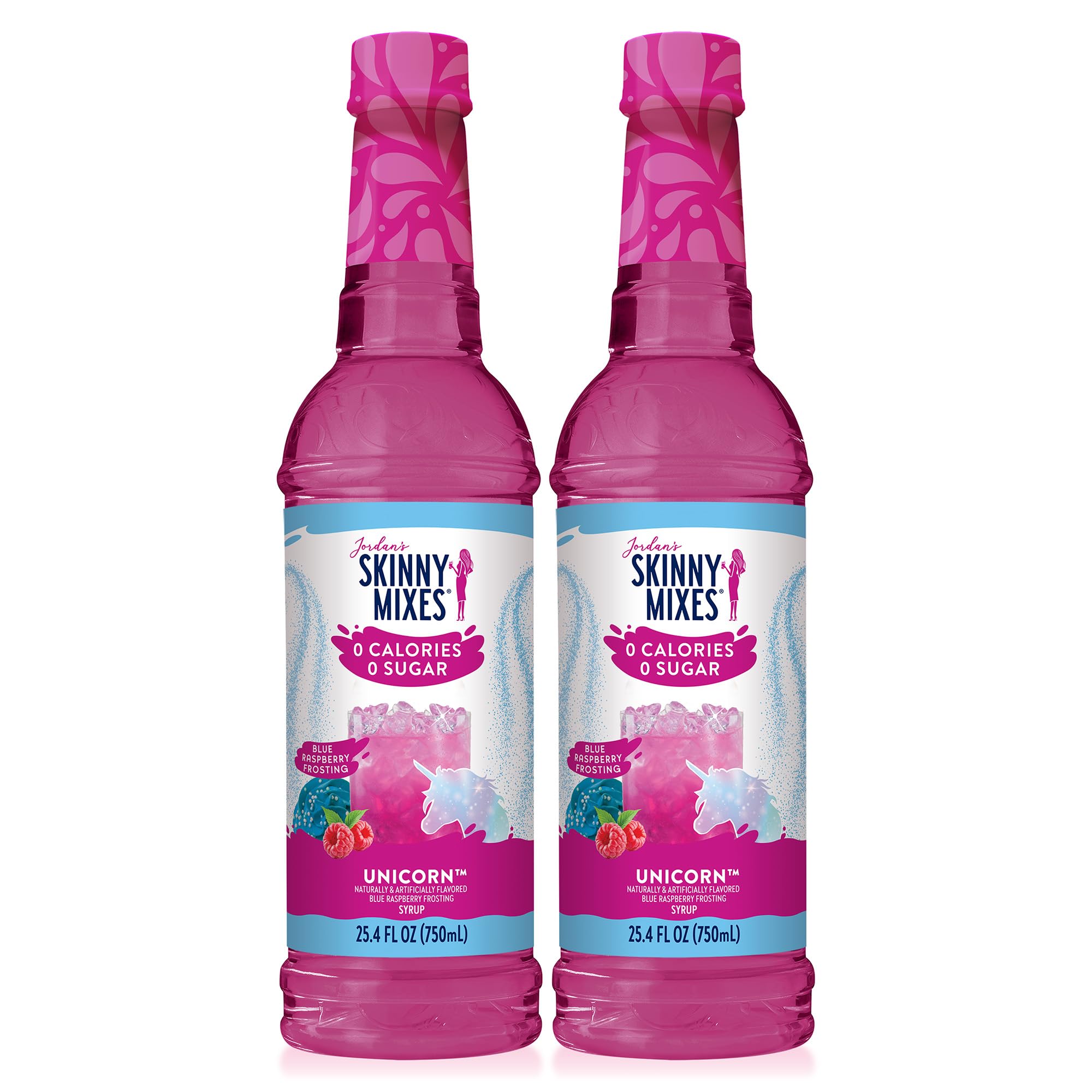 Jordan's Skinny Mixes Unicorn Syrup bottle for zero-calorie flavoring in drinks
