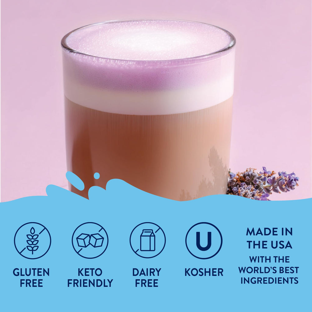 Water with lavender syrup for zero-calorie flavor.