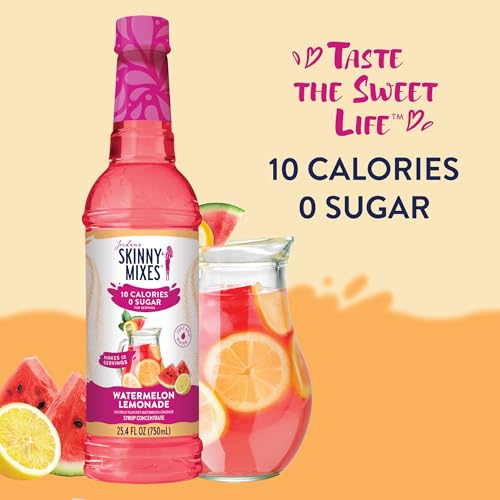 Jordan's Skinny Mixes Watermelon Lemonade syrup label; gluten-free, keto-friendly flavor enhancer