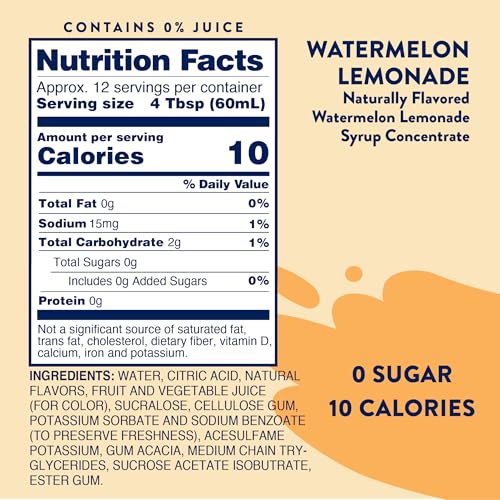 Jordan's Skinny Mixes Watermelon Lemonade syrup pour; easy to tailor sweetness in water or tea