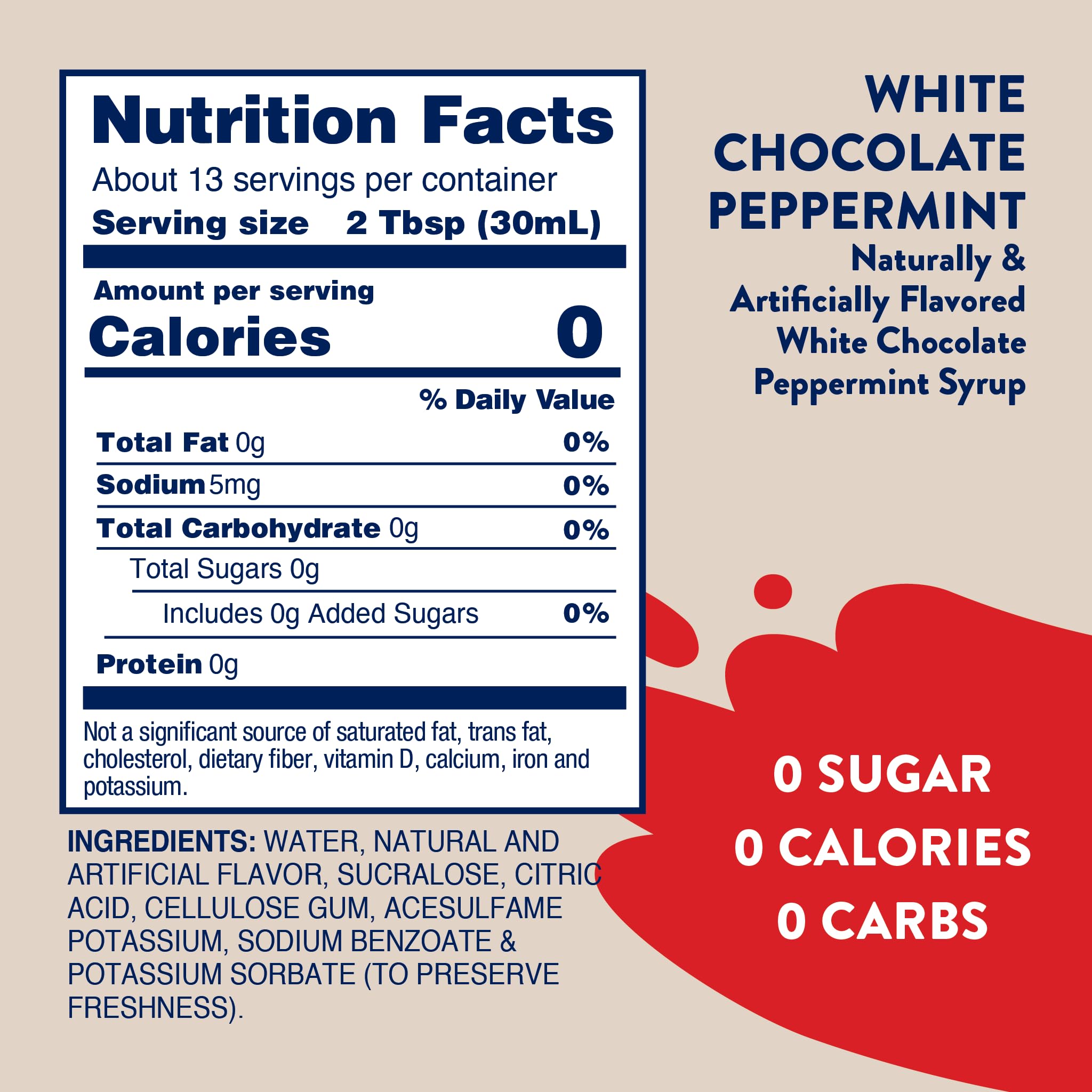 Jordan's Skinny Mixes white chocolate peppermint syrup pour enhances lattes with zero calories