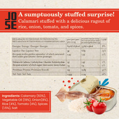 Jose Gourmet canned squid in sauce, versatile starter for tapas and bowls