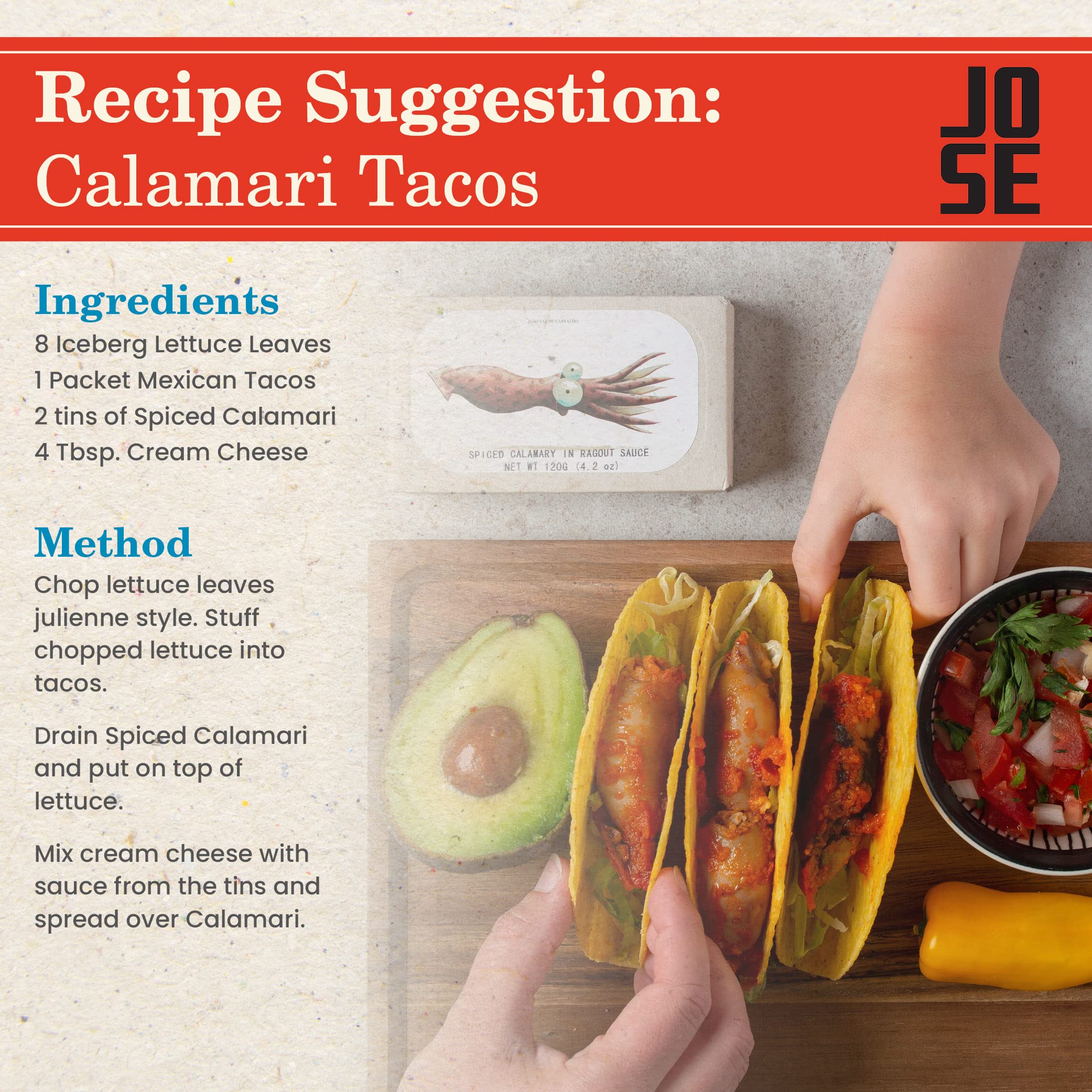 Jose Gourmet savory ragout calamari, ready-to-serve centerpiece for antipasti