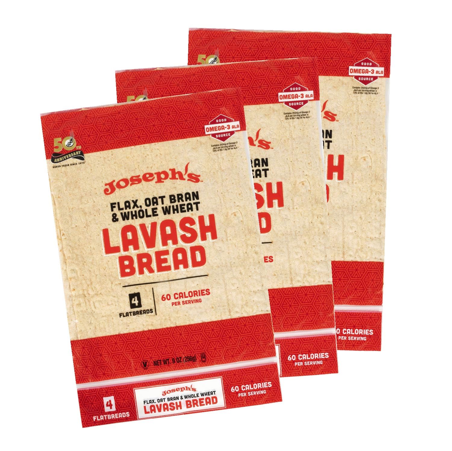 Joseph's Lavash Bread flax oat bran 3-pack, a low-carb wrap option.