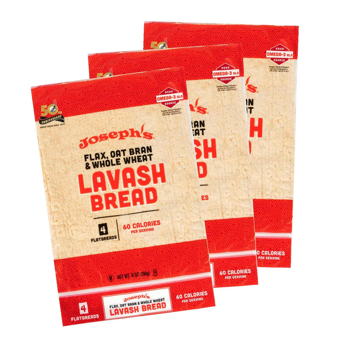 Joseph's Lavash Bread flax oat bran 3-pack, a low-carb wrap option.