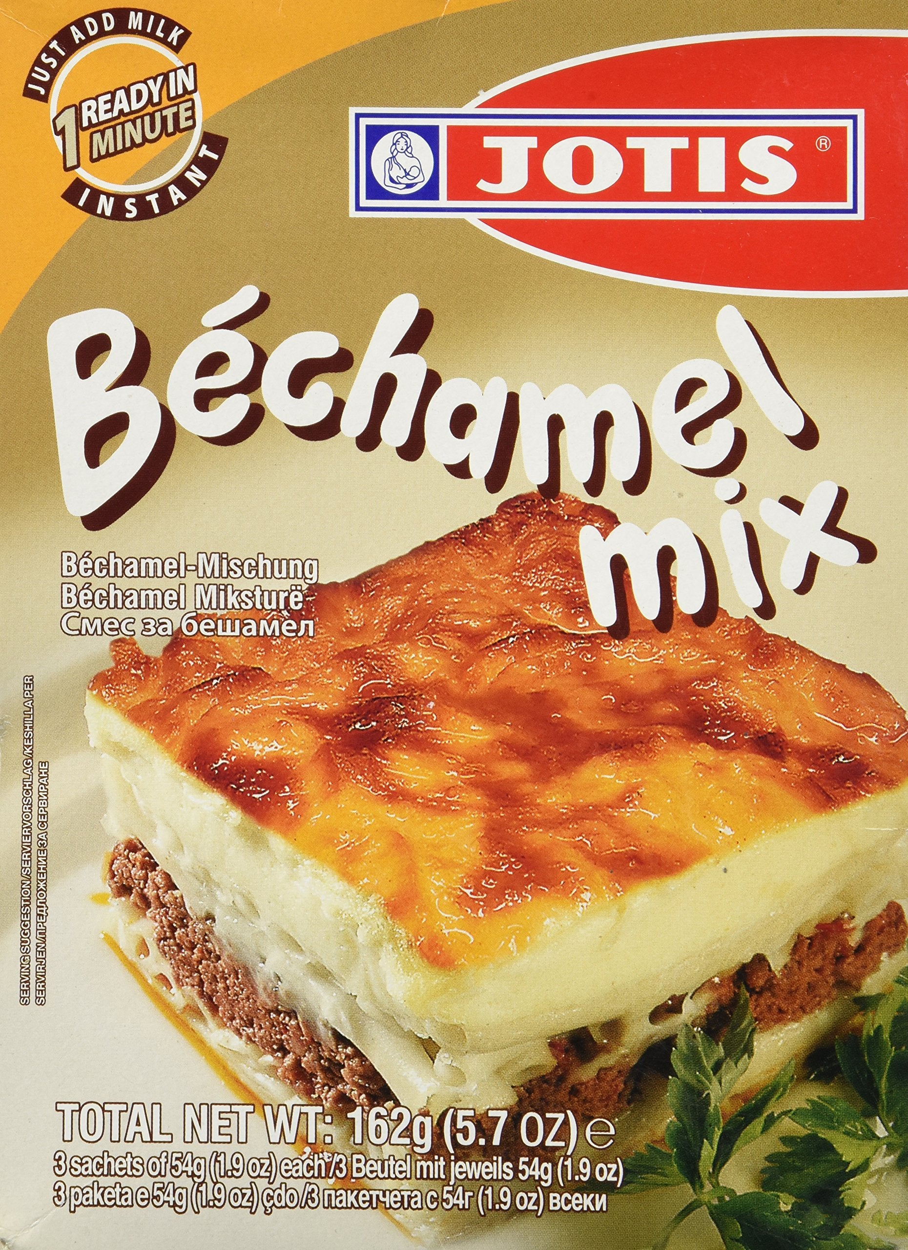 Jotis Bechamel Mix box packaging highlights brand for quick, creamy sauces