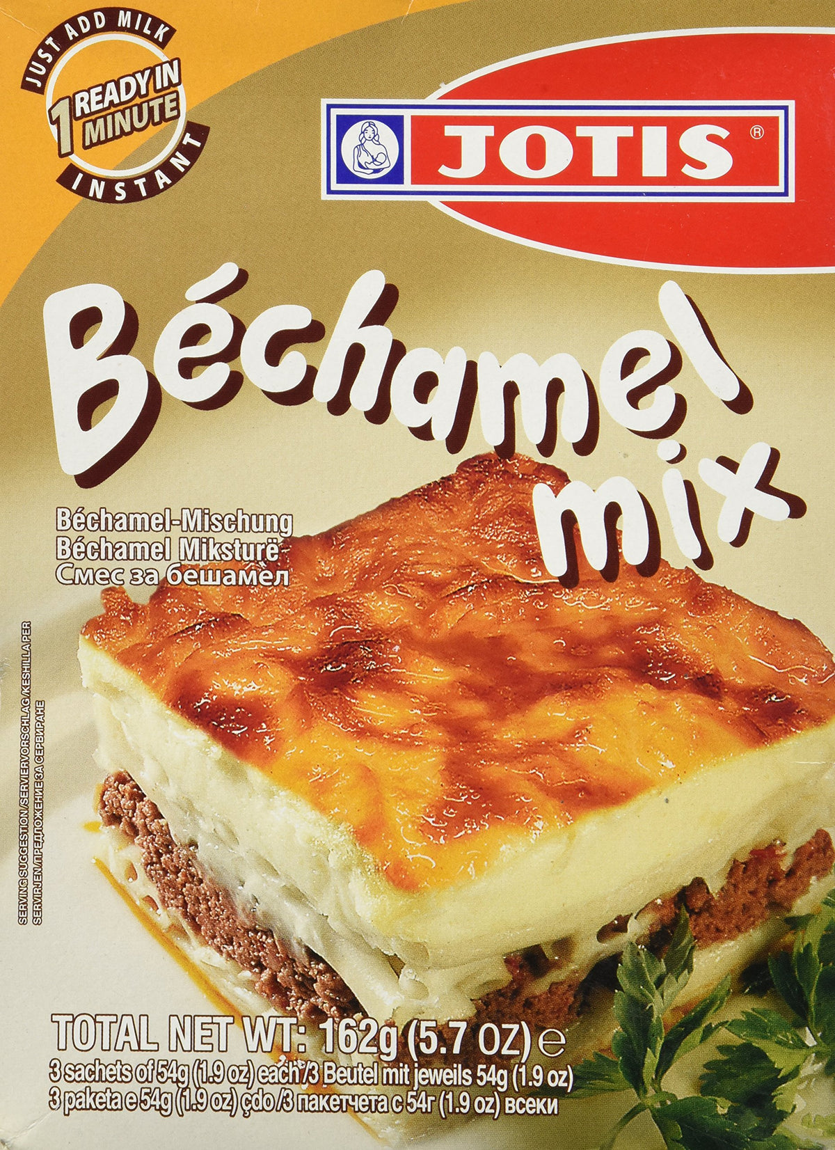 Jotis Bechamel Mix box packaging highlights brand for quick, creamy sauces