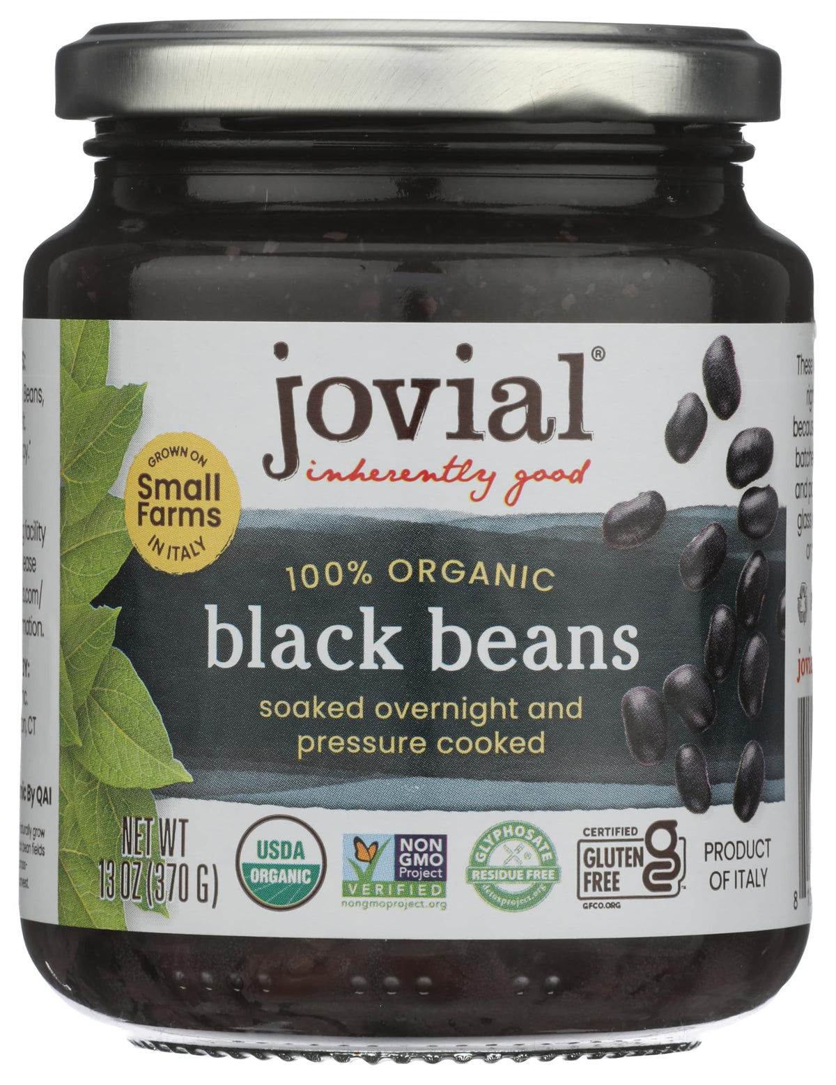 Jovial Beans Black packaging front, premium pantry staple ready for cooking.