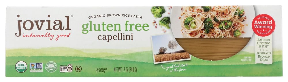 Jovial brown rice capellini pack shown for gluten-free meal prep