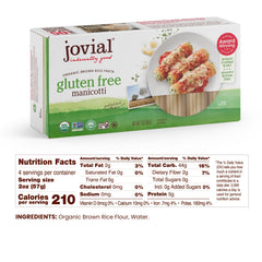 Jovial brown rice manicotti dry pasta bundles ready to cook.