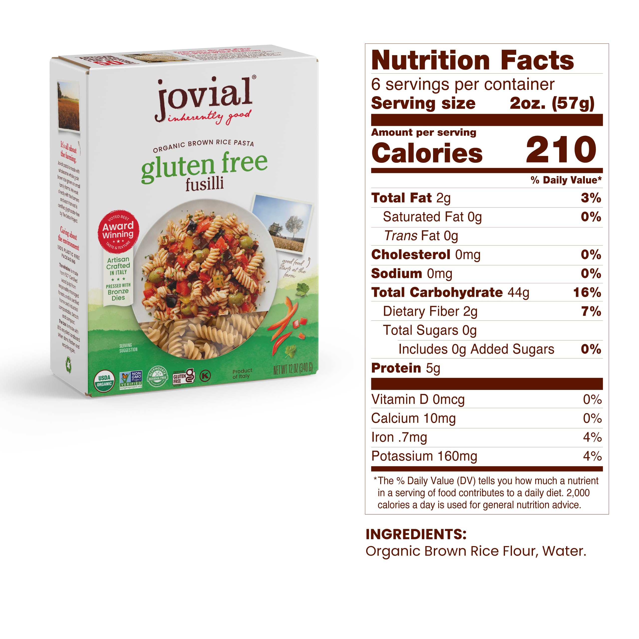 Jovial brown rice pasta fusilli shape grips pesto