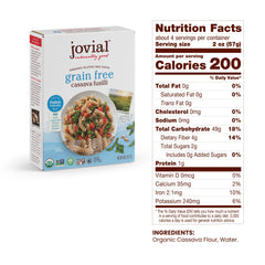 Jovial cassava fusilli uncooked strands ready to boil for gluten-free meals.