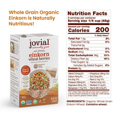 Jovial Einkorn berries cooked porridge ready for a creamy breakfast.