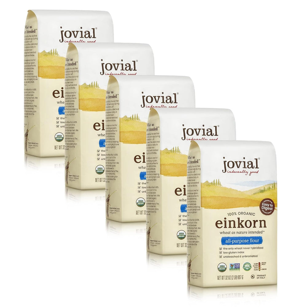 Jovial Einkorn Flour bag-front shows organic, high-protein flour ideal for artisanal bread.