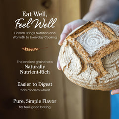 Jovial Einkorn flour bread loaf rising with a golden crust.