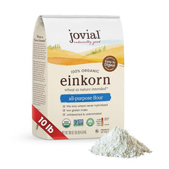 Jovial Einkorn flour packaging front shows organic, non-GMO quality for wholesome baking