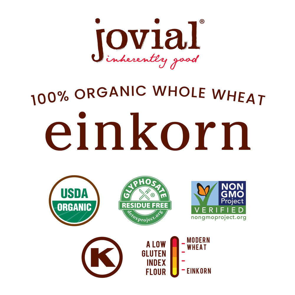 Farm-to-table sourcing and soil rotation support biodiversity for Jovial Einkorn.