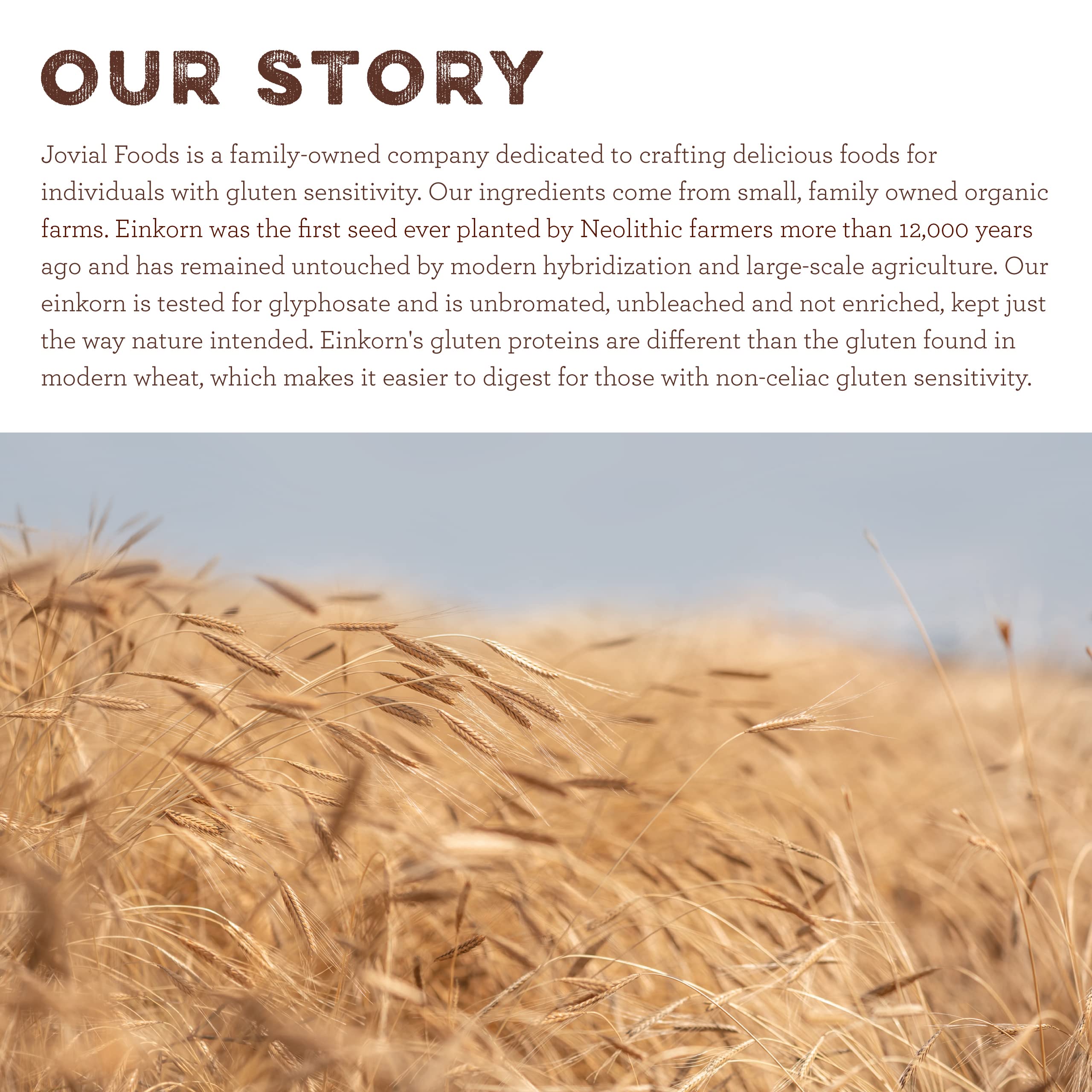 Nutrition label highlights organic, non-GMO einkorn from Jovial.