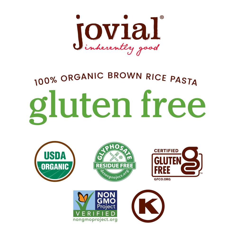 Jovial gluten-free-dairy-free-pasta with label visible for dietary options
