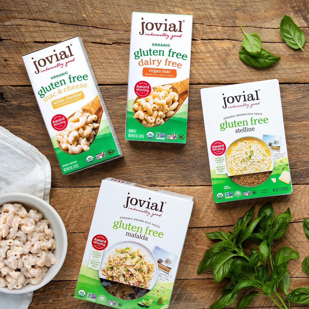Jovial made-in-italy pasta on plate ready for sauce pairing