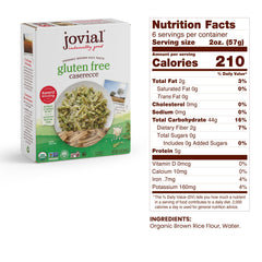 Jovial rigate pasta dry box, a versatile gluten-free option for weeknight meals.