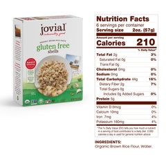 Two-ingredient Jovial brown rice pasta with water for simple preparation