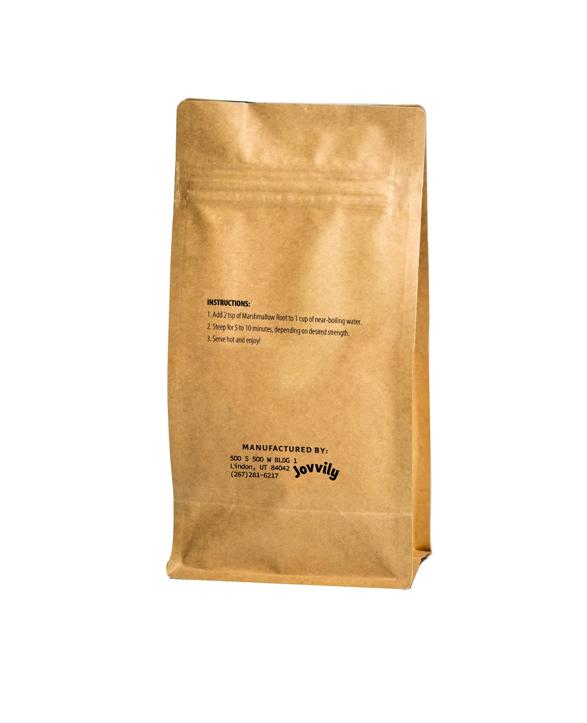 Jovvily Marshmallow Root tea in cup, ready to enjoy a comforting beverage.