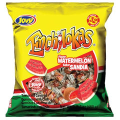 Jovy Enchilokas Watermelon box packaging showcases bold retro style for party sharing.