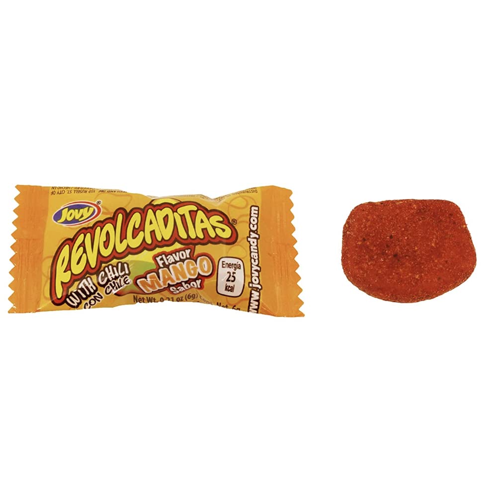 Packaging on store shelf: Jovy Revolcaditas Chili Mango stands out.