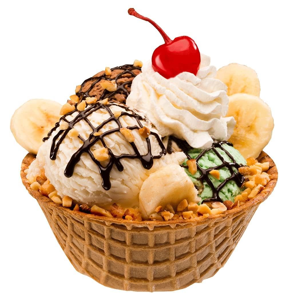 Joy Cone waffle bowls close-up highlights crisp edges that hold sauces smoothly.