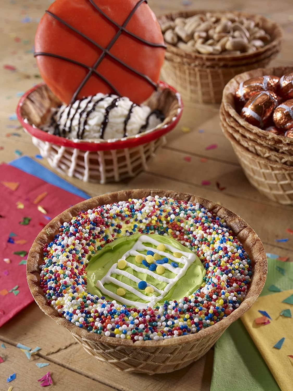 Joy Cone extra-large waffle bowls emphasize generous servings for ice cream lovers.