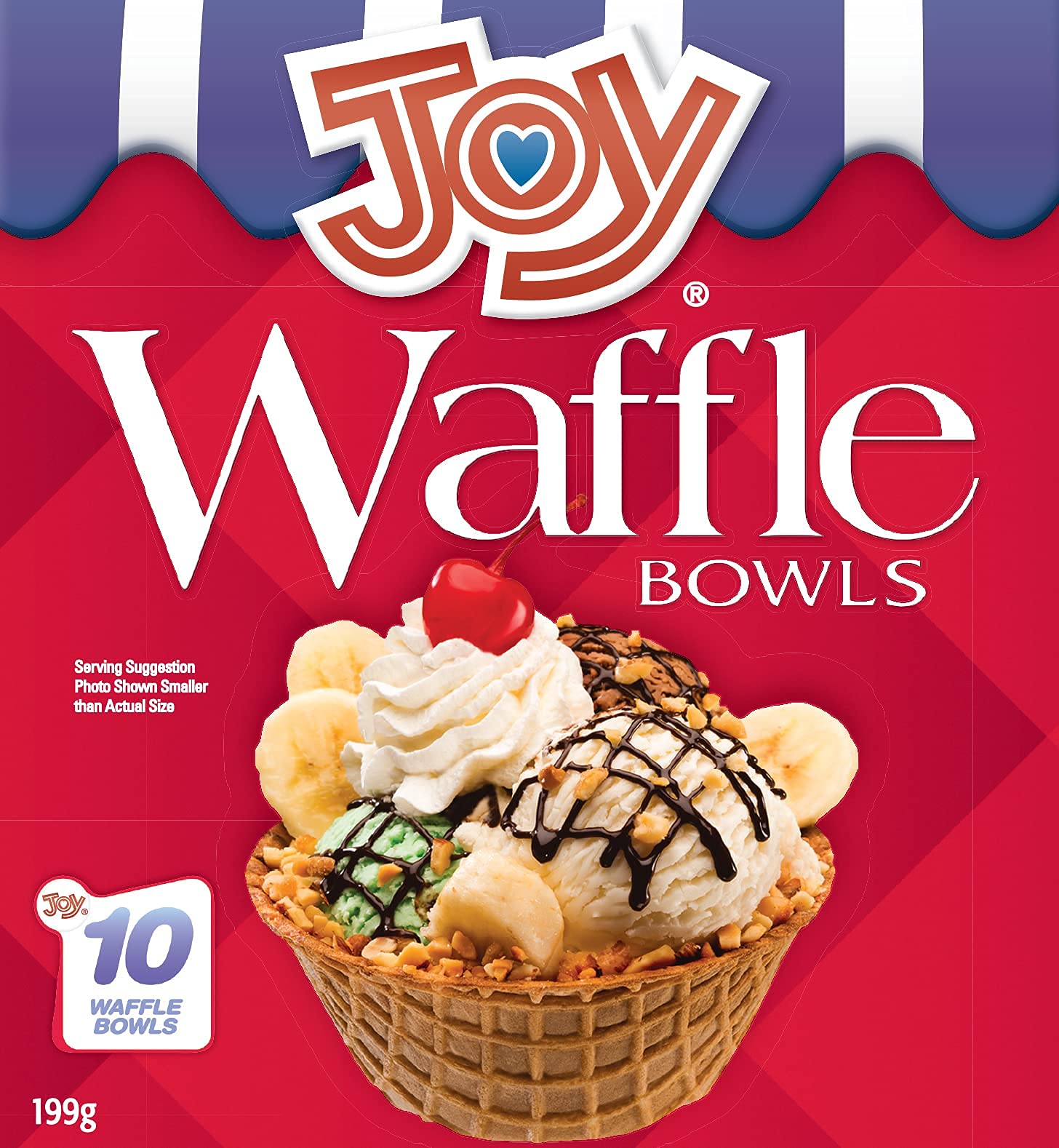 Joy Cone waffle bowls stacked show generous capacity for desserts and party portions.
