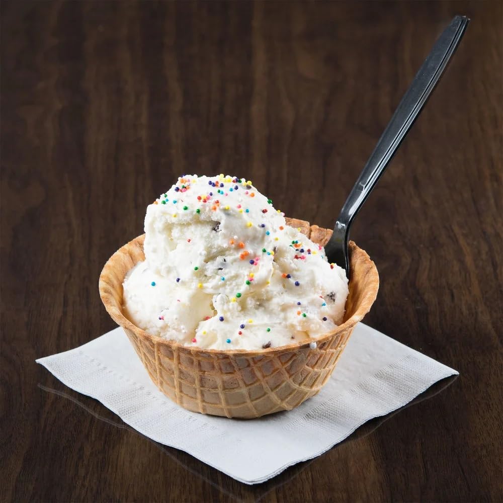 Joy Cone waffle bowls texture close-up suggests inviting crunch and dessert possibilities.