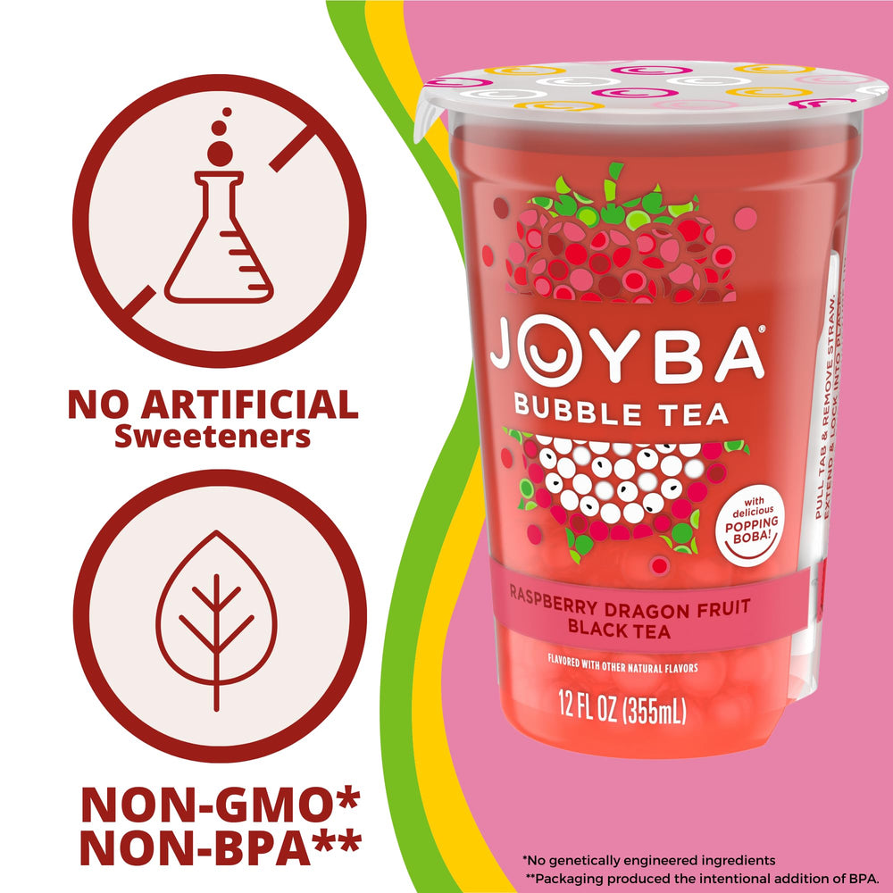 JOYBA Popping Boba close-up shows playful texture during sip.