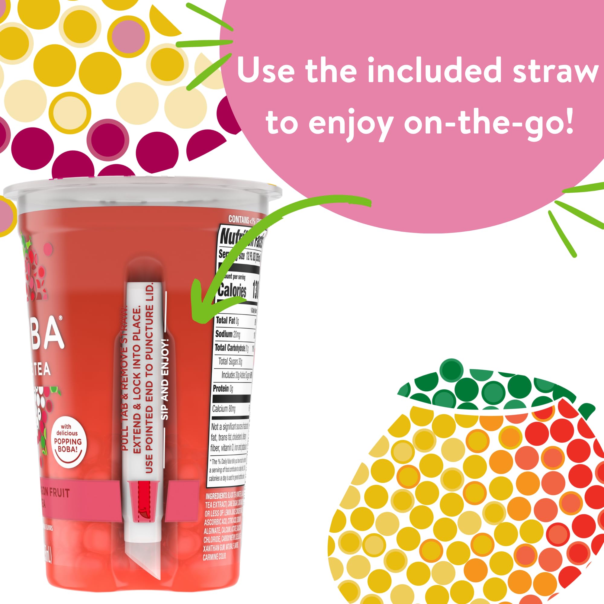 JOYBA Raspberry Dragonfruit Black Tea with popping boba, bold flavor and texture.