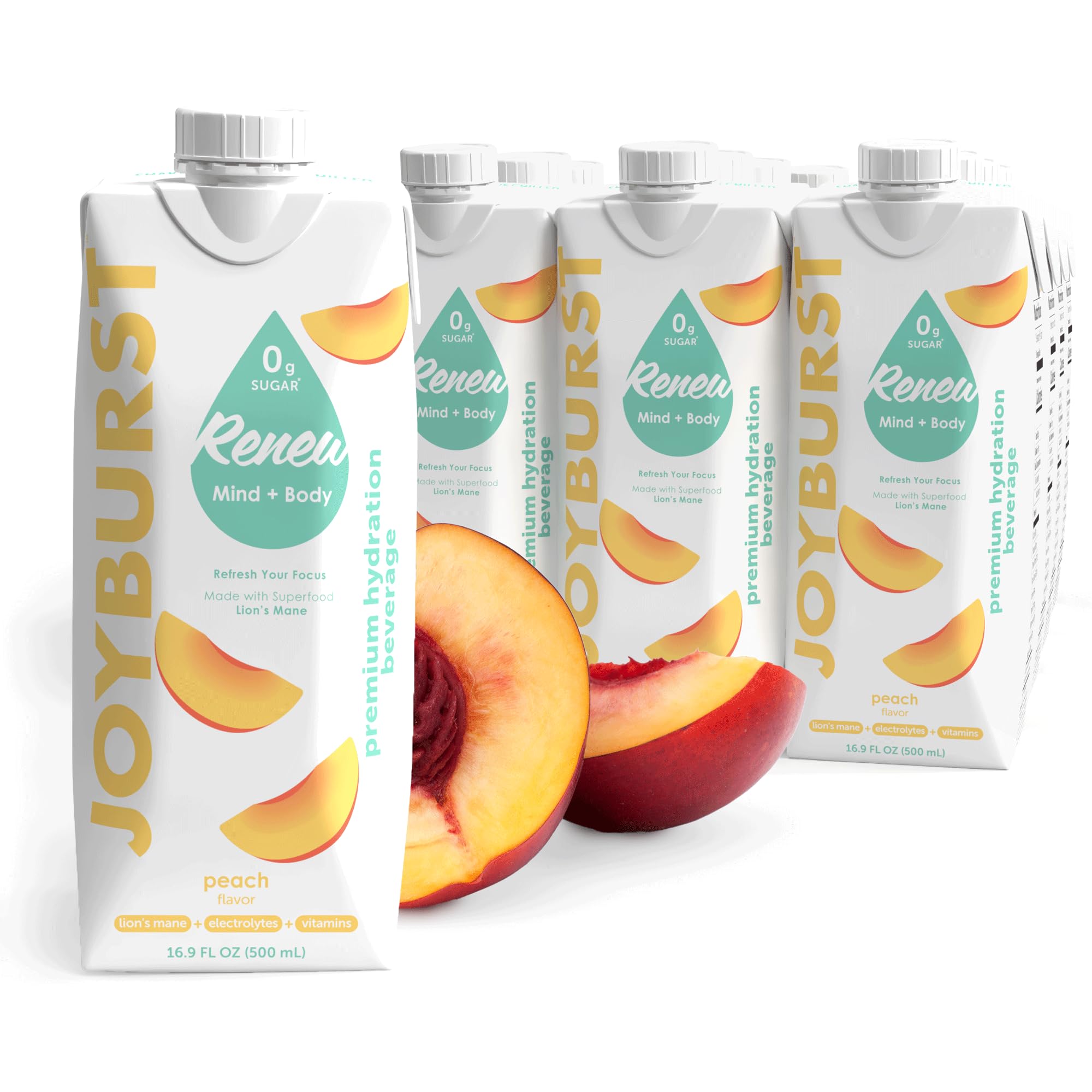 JOYBURST sugar-free peach electrolyte water bottle for post-workout hydration