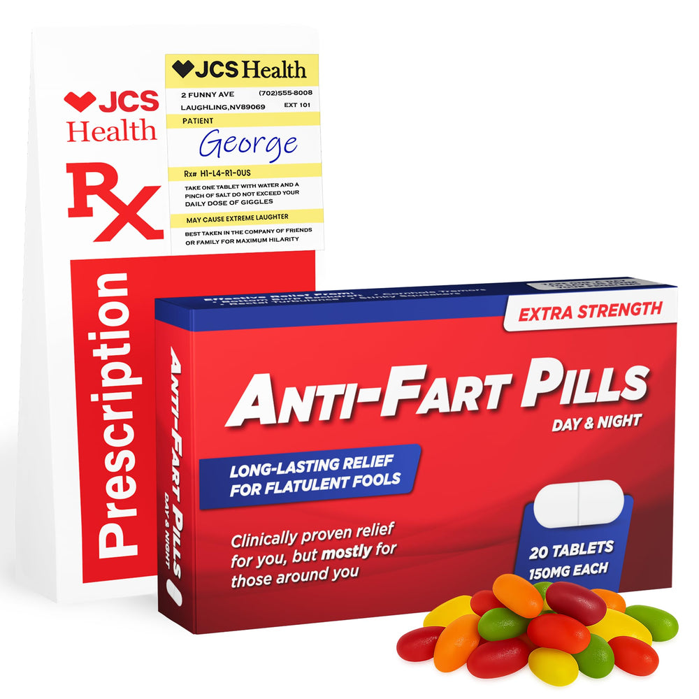 Joyful Clan Anti-Fart Pills box ready for a playful reveal and prank.