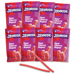 JOYRIDE Sour Cherry Ropes 8-pack front view, a convenient low-sugar treat for busy days.